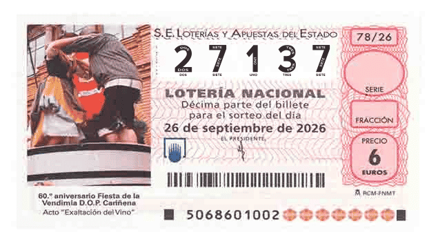 Décimo 27137 del sorteo 78-26/09/2026 Sábado