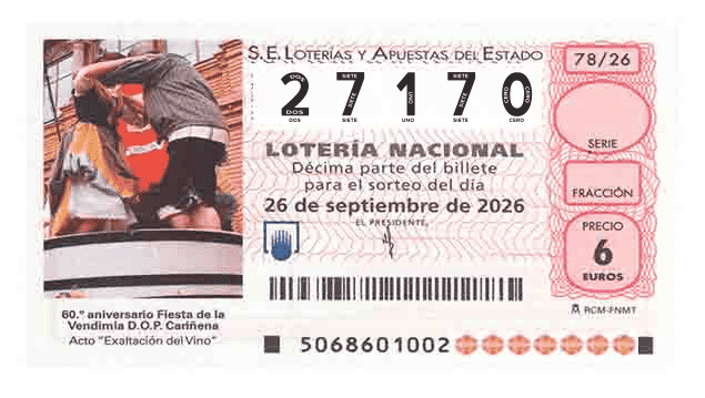 Décimo 27170 del sorteo 78-26/09/2026 Sábado