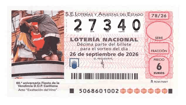 Décimo 27340 del sorteo 78-26/09/2026 Sábado