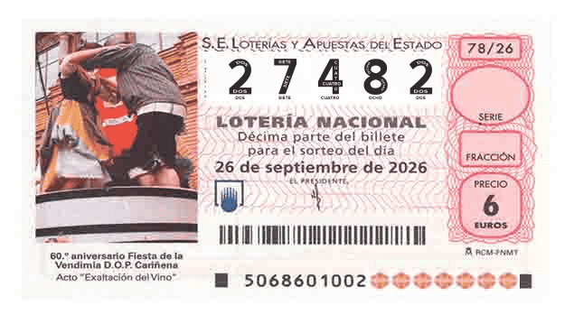 Décimo 27482 del sorteo 78-26/09/2026 Sábado