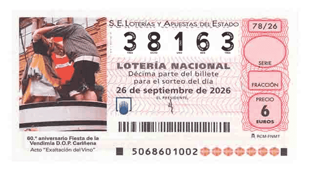 Décimo 38163 del sorteo 78-26/09/2026 Sábado