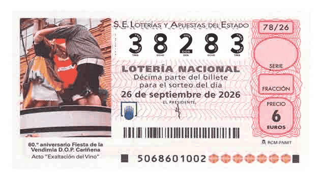 Décimo 38283 del sorteo 78-26/09/2026 Sábado