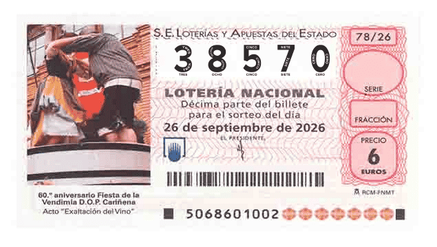 Décimo 38570 del sorteo 78-26/09/2026 Sábado