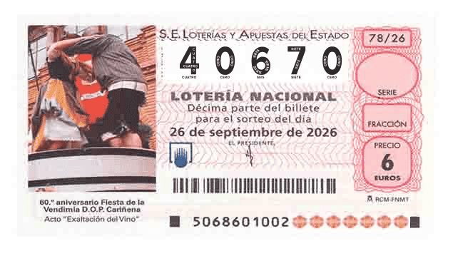Décimo 40670 del sorteo 78-26/09/2026 Sábado
