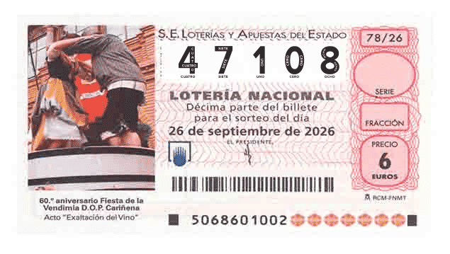 Décimo 47108 del sorteo 78-26/09/2026 Sábado