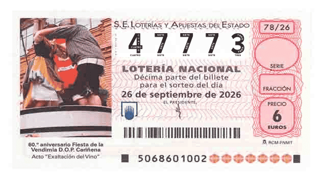 Décimo 47773 del sorteo 78-26/09/2026 Sábado