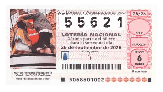 Décimo 55621 del sorteo 78-26/09/2026 Sábado