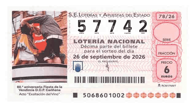 Décimo 57742 del sorteo 78-26/09/2026 Sábado