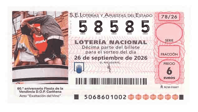 Décimo 58585 del sorteo 78-26/09/2026 Sábado