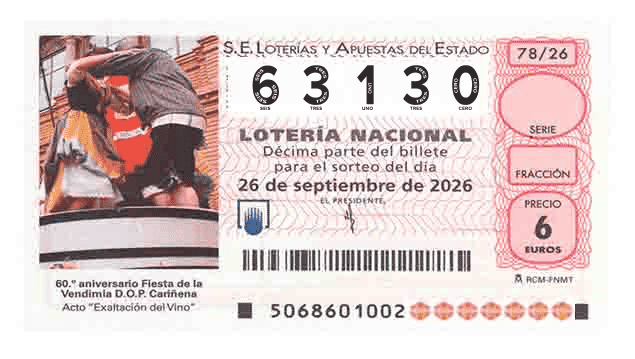 Décimo 63130 del sorteo 78-26/09/2026 Sábado