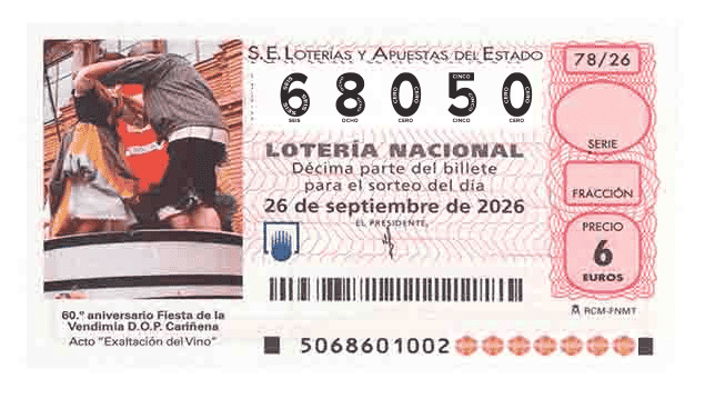 Décimo 68050 del sorteo 78-26/09/2026 Sábado