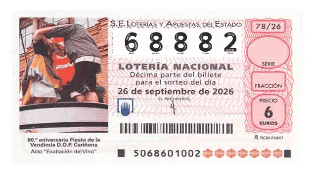 Décimo 68882 del sorteo 78-26/09/2026 Sábado