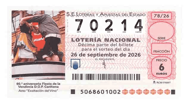 Décimo 70214 del sorteo 78-26/09/2026 Sábado