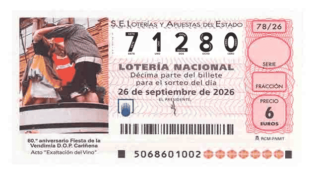 Décimo 71280 del sorteo 78-26/09/2026 Sábado