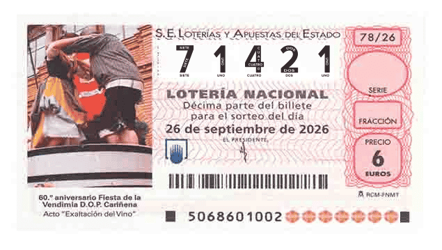Décimo 71421 del sorteo 78-26/09/2026 Sábado