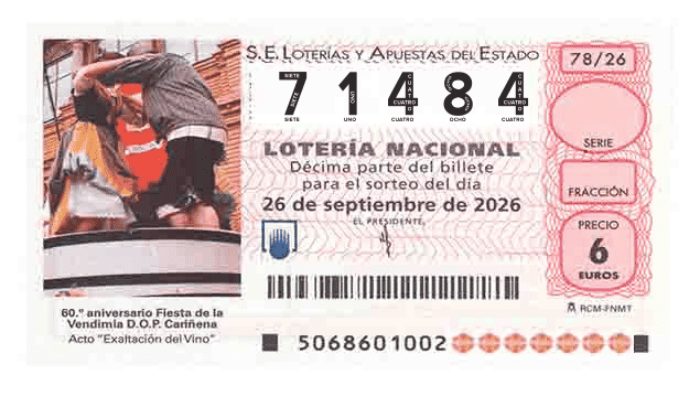 Décimo 71484 del sorteo 78-26/09/2026 Sábado