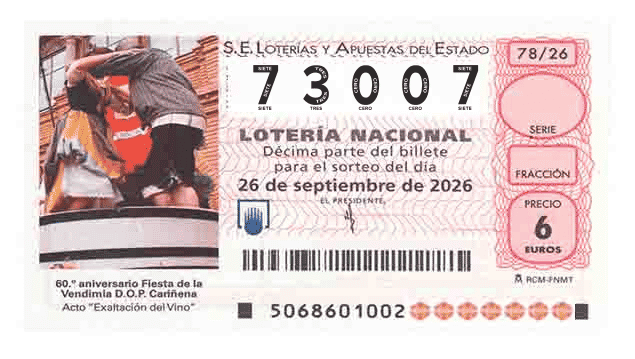 Décimo 73007 del sorteo 78-26/09/2026 Sábado