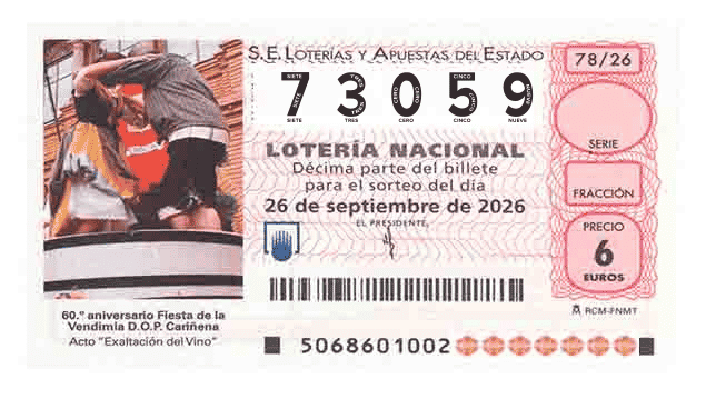 Décimo 73059 del sorteo 78-26/09/2026 Sábado