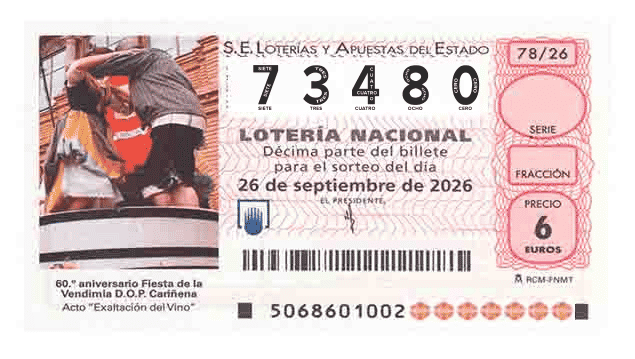 Décimo 73480 del sorteo 78-26/09/2026 Sábado