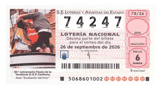 Décimo 74247 del sorteo 78-26/09/2026 Sábado