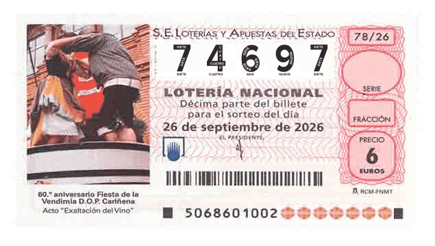 Décimo 74697 del sorteo 78-26/09/2026 Sábado