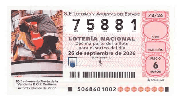 Décimo 75881 del sorteo 78-26/09/2026 Sábado