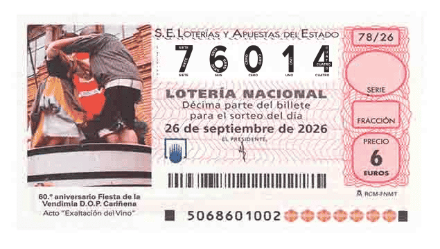 Décimo 76014 del sorteo 78-26/09/2026 Sábado