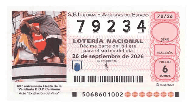 Décimo 79234 del sorteo 78-26/09/2026 Sábado