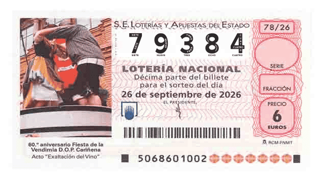 Décimo 79384 del sorteo 78-26/09/2026 Sábado