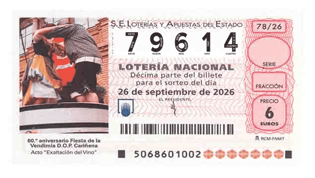 Décimo 79614 del sorteo 78-26/09/2026 Sábado