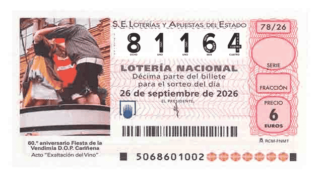 Décimo 81164 del sorteo 78-26/09/2026 Sábado