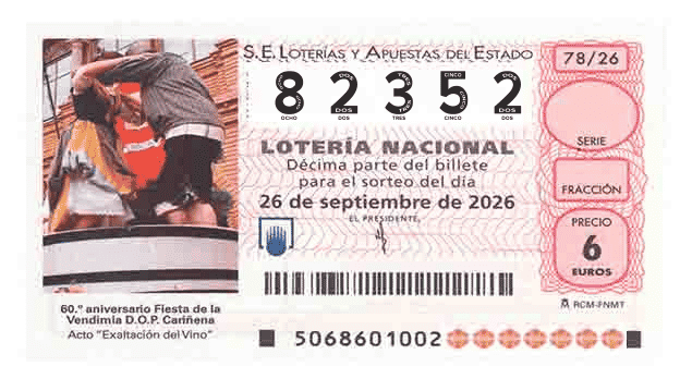 Décimo 82352 del sorteo 78-26/09/2026 Sábado