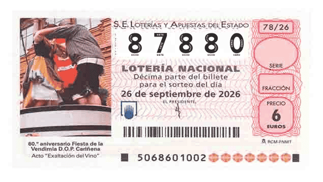 Décimo 87880 del sorteo 78-26/09/2026 Sábado