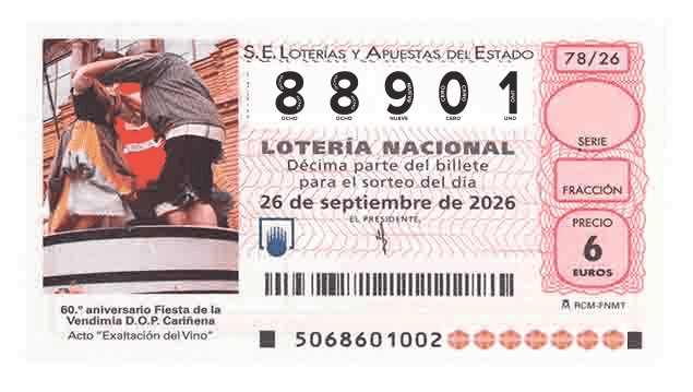 Décimo 88901 del sorteo 78-26/09/2026 Sábado