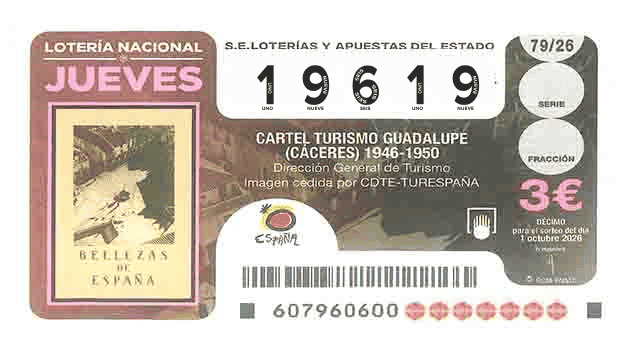 Décimo 19619 del sorteo 79-01/10/2026 Jueves