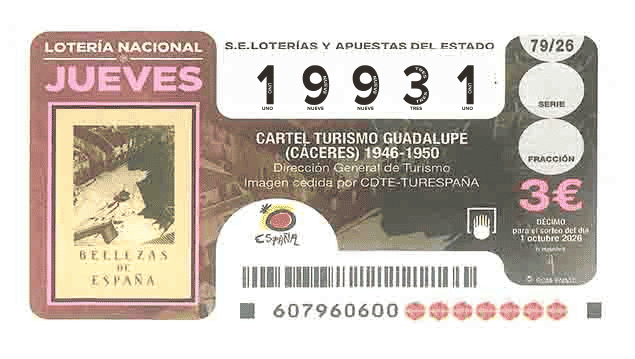 Décimo 19931 del sorteo 79-01/10/2026 Jueves