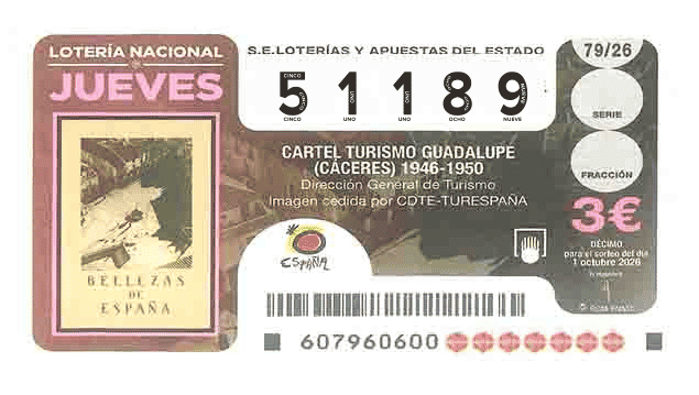 Décimo 51189 del sorteo 79-01/10/2026 Jueves