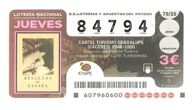 Décimo 84794 del sorteo 79-01/10/2026 Jueves