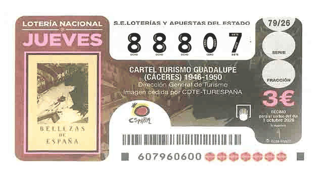 Décimo 88807 del sorteo 79-01/10/2026 Jueves