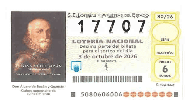 Décimo 17707 del sorteo 80-03/10/2026 Sábado