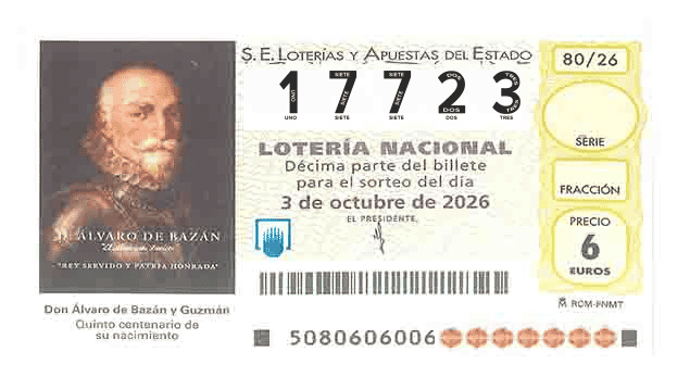 Décimo 17723 del sorteo 80-03/10/2026 Sábado