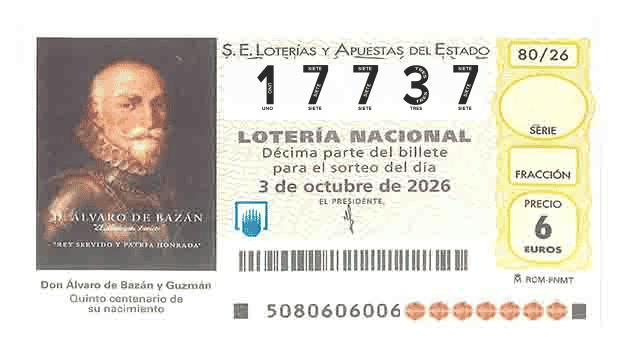 Décimo 17737 del sorteo 80-03/10/2026 Sábado