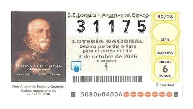 Décimo 31175 del sorteo 80-03/10/2026 Sábado
