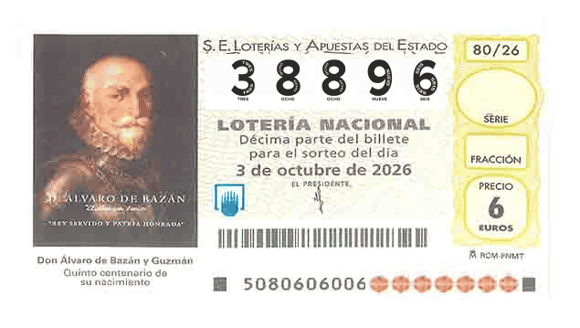 Décimo 38896 del sorteo 80-03/10/2026 Sábado