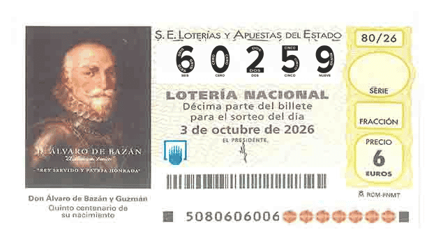 Décimo 60259 del sorteo 80-03/10/2026 Sábado
