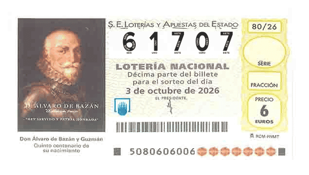 Décimo 61707 del sorteo 80-03/10/2026 Sábado
