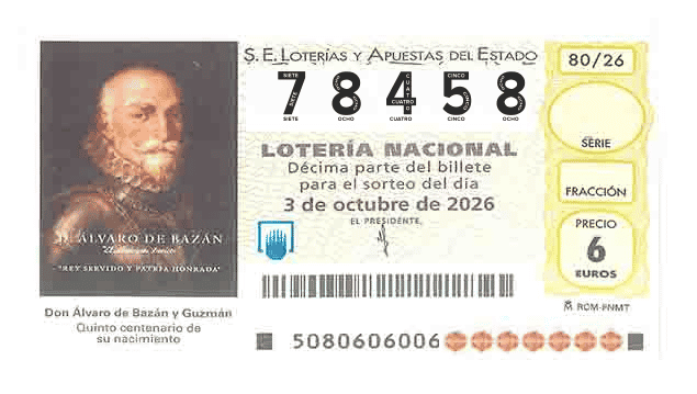 Décimo 78458 del sorteo 80-03/10/2026 Sábado
