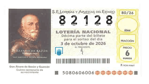 Décimo 82128 del sorteo 80-03/10/2026 Sábado