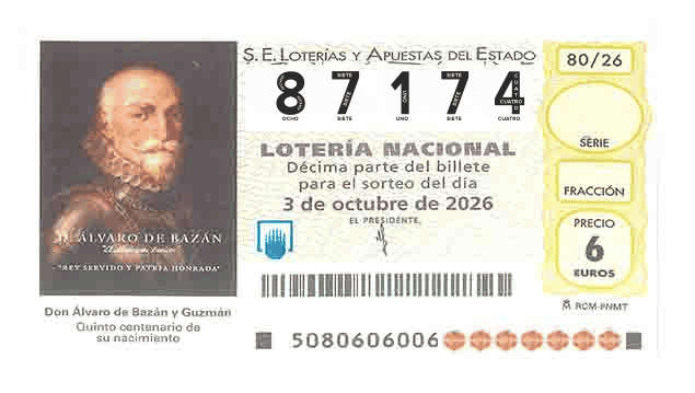 Décimo 87174 del sorteo 80-03/10/2026 Sábado