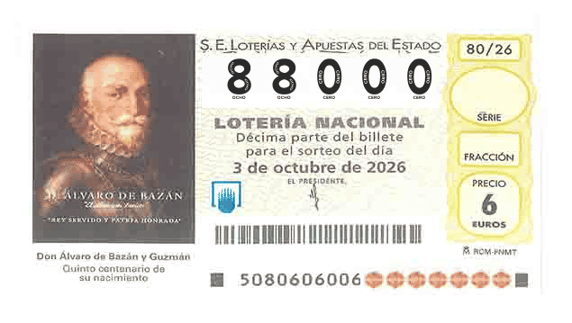 Décimo 88000 del sorteo 80-03/10/2026 Sábado